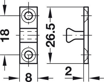 Twin Ball Catch for Screw Fixing Height: 43 mm bright brass - view 3