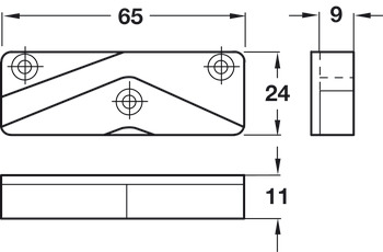 Anti Tilt Cam 3 Hole Fixing Right hand - view 2