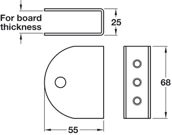 Channel Bracket Set Cubicle Fittings for 17-21 mm Board Partitions Aluminium Black polyester powder coated finish - view 2