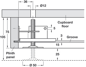 Plinth Adj w Bracket M10 150kg Galvanised Steel - view 5