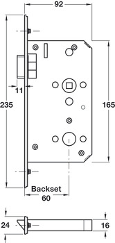 Startec Mortice Latch 60/92mm SSS Radius - view 2