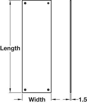 Push Plate Sqr 325x75mm SAA - view 2