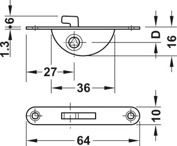 Hook Bolt Mortice Lock BS 9mm UH Steel Brz - view 2