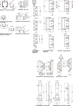 Complete Set with Tracks for 3 Folding Patio Doors Slido Fold 100-U Top hung end folding system Satin finish