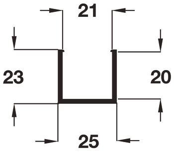 Bottom Support Channel for Folding Patio Doors Slido Fold 100-U Top hung end folding system Length 2500 mm