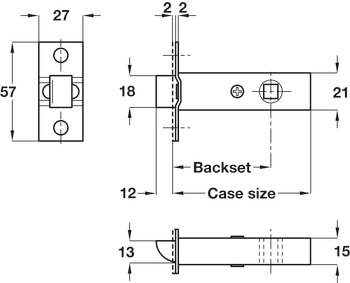 Mortice Latch Tubular Heavy Duty Latchbolt Operated by Lever Handles Backset 75 mm case size 100 mm satin brass - view 2
