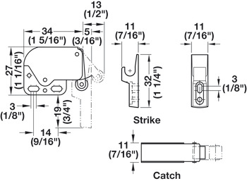 Automatic Spring Catch for Screw Fixing Mini-Latch Nickel plated - view 3
