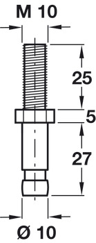 Pin for Castors Ø 10 mm with M10 Thread Pin Ø 10 mm - view 2