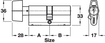 Euro Cylinder+Turn 5 Pin 35x35mm NP KA - view 2