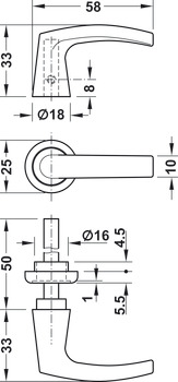 Door Handle Set for Sprung Rim Lock With 7 mm square spindle - view 2