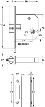 Mortice Clawbolt WC Lock 8/57/76mm SSS - view 2