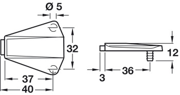 Door Stop with Two Dowels for Series Drilled Holes For series drilled holes Transparent - view 2