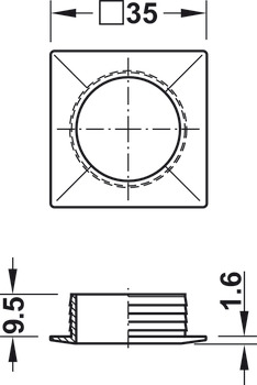 Square Rosette for 19 mm Door Thickness Polished chrome plated - view 2