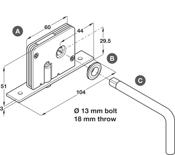 Deadbolt Locking System for Sliding Interior Doors Hawa 20-A Endfold Top hung system Concealed deadbolt lock - view 4