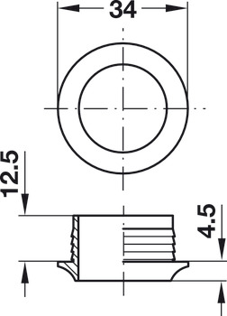 Push Lock Rosette for 19 and 25 mm Push-Lock Knobs Matt nickel plated - view 3