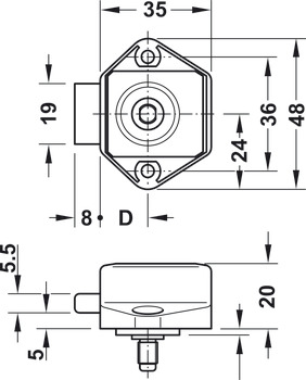 Rim Lock Mini Push-Lock Case Backset 15 mm Matt nickel - view 3