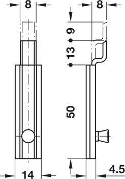 Furniture Bolt Cranked 50mm SF Brs Grnd - view 4