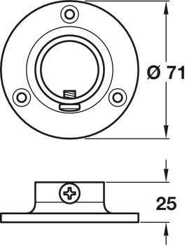 D38mm Wall Flange Socket Brs PC - view 2