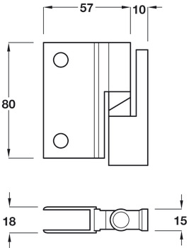Hinge Set Normal Duty Cubicle Fittings for 12-13 mm Board Partitions Aluminium Satin anodised finish - view 2