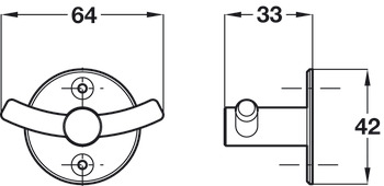 Coat Hook D42x64x33mm Brushed Stainless Steel - view 2