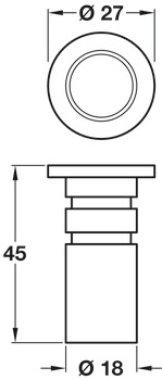 Dust Excluding Socket for Shoot Bolts Ø 11 mm Brass Spring loaded plunger Satin nickel plated - view 2