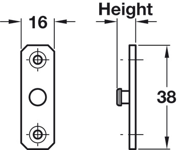 Stud Plate for Concealed Restrictor Stainless Steel and Zinc Alloy Height 9.5 mm white - view 2