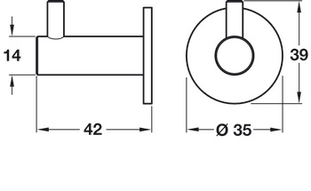 Coat Hook D35x42mm 316 SSS - view 2
