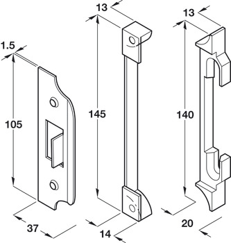 Rebate Set 13mm Box Latch Brass NP - view 2