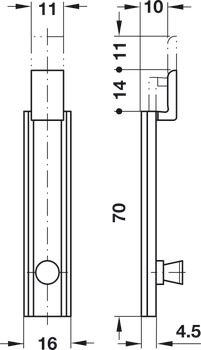 Furniture Bolt Cranked 70mm SF Brs Nat - view 3