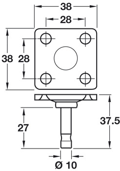 Pin/Mount Plate D10x38x38mm Galvanised Steel - view 2