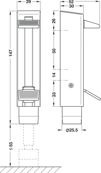 Foot Op Dr Hold 55mm Throw 147mm Silver - view 2