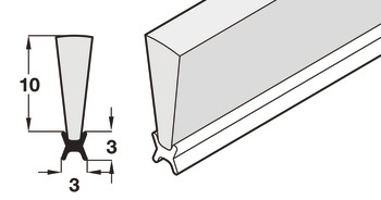 Track Seal for Folding Patio Doors Slido Fold 100-U Top hung end folding system Length 6 m 10 mm brush height black finish