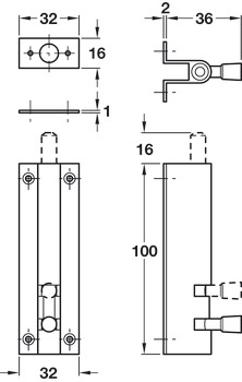 Barrel Bolt High Dome Width 32 mm Aluminium Satin anodised Length x width: 152 x 32 mm - view 2