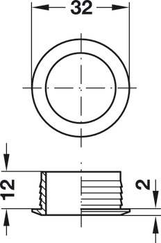Push Lock Rosette for 19 and 25 mm Push-Lock Knobs Matt nickel plated - view 3