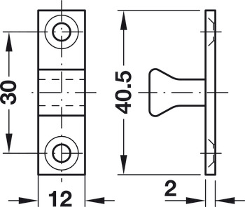 Twin Ball Catch for Screw Fixing Height: 70 mm bright brass - view 3