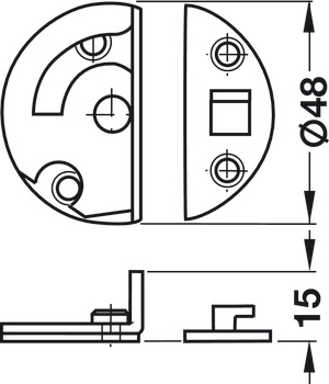 Table Top Connector D48x15mm Steel Glv - view 2