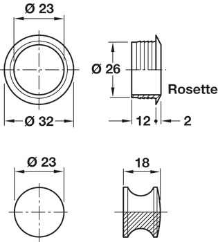 Push Lock Knob and Rosette for 19 mm Door Thickness Plastic Matt nickel-plated - view 2