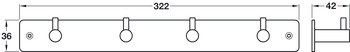 Coat Hook Rail 322x36x42mm 201 Brushed Stainless Steel - view 2