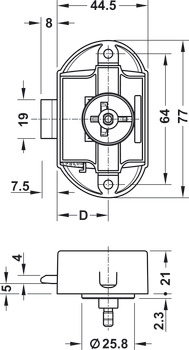 Push Button Lock with Push Button Locking Backset 25 mm Backset 25 mm Matt nickel lacquered - view 3
