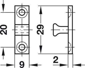 Twin Ball Catch for Screw Fixing Height: 49 mm bright brass - view 2