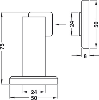 Startec Door Holder Magnetic 75mm Zinc Alloy Stainless Steel - view 2