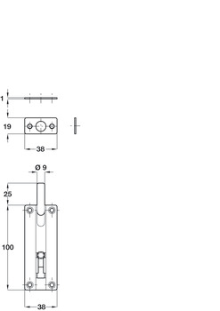 Barrel Bolt Cranked 38x80mm PSS - view 2