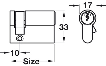Euro Profile Cylinder Single Key Only Operation Brass Size 45 mm polished - view 2