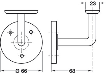 Handrail Bracket Suitable for Flat Based Handrails Depth 63 mm Mild Steel White epoxy finish - view 2