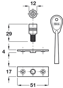 Window Lock Sash with Standard Key Steel and Brass Satin - view 2