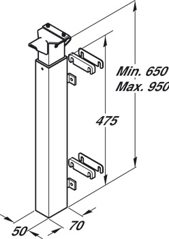 Leg for Flexi Height Adjustable Worktop System Ropox White finish - view 2