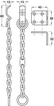 Security Door Chain Brass CP - view 2
