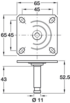 Pin/Mount Plate D11x65x65mm Galvanised Steel - view 2