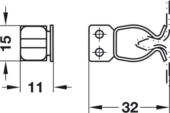 Spring Catch 32x11x15mm Steel Brass Plt - view 3