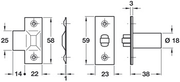Mortice Adj Roller Catch SEB - view 2